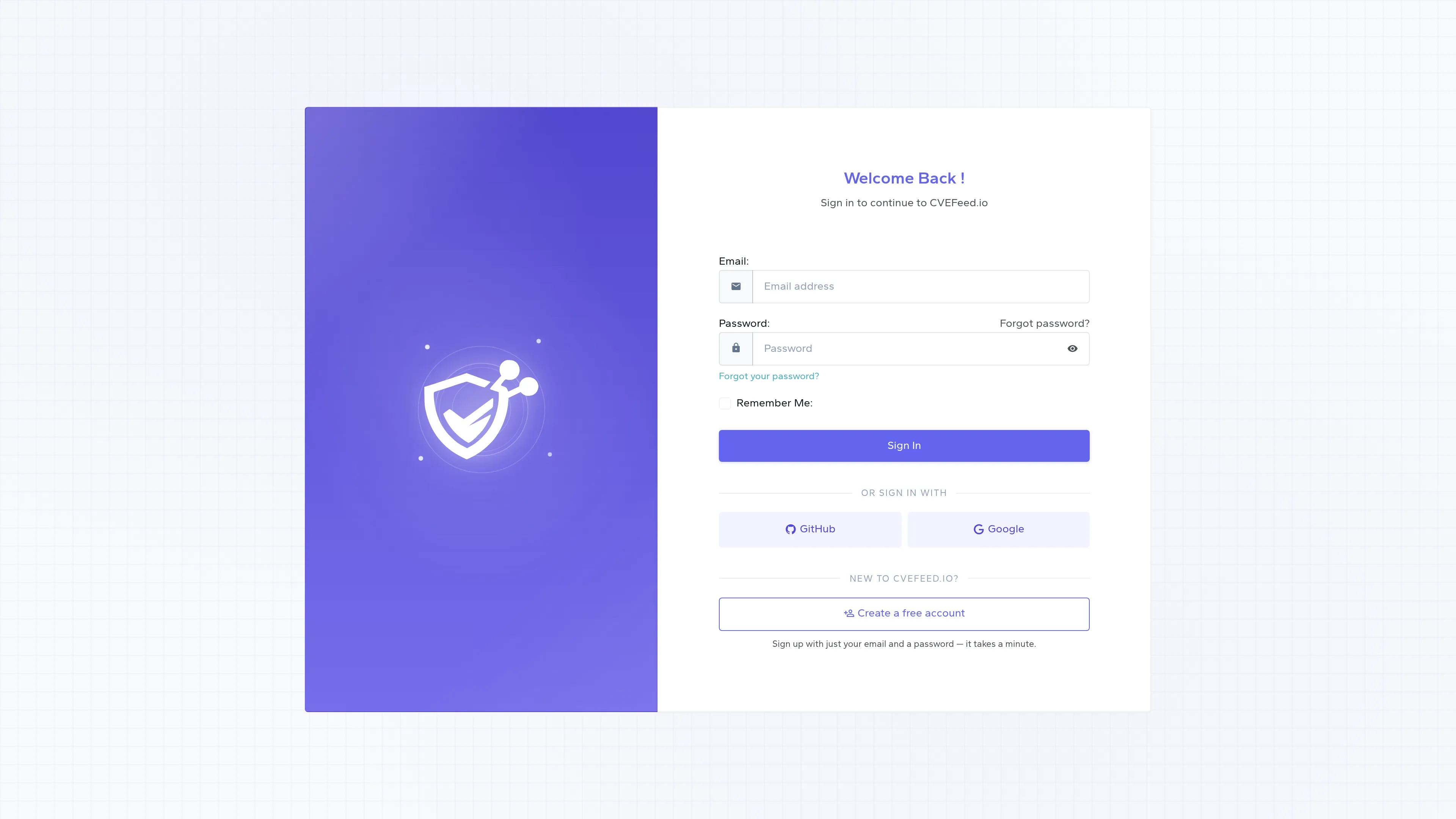 CVEFeed.io login page